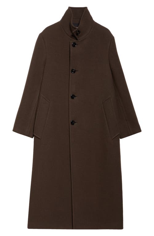 Ami Alexandre Mattiussi Ami Paris High Collar Virgin Wool Coat In Brown