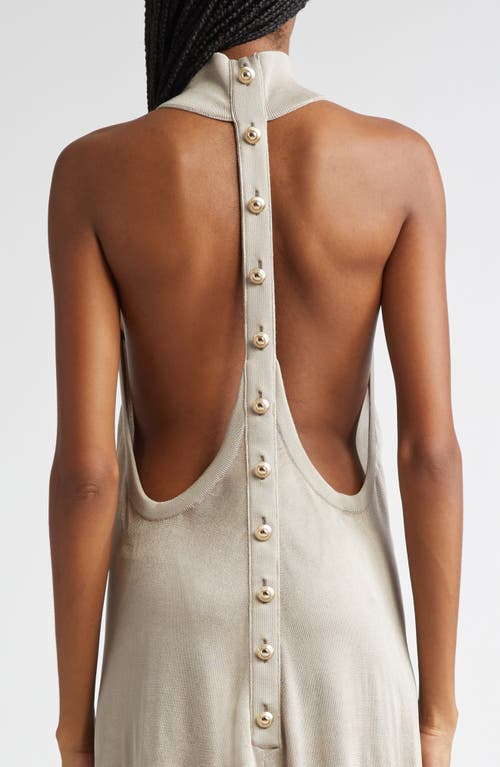Tom Ford Taupe Halterneck Knit Evening Maxi Dress In Ig021 Grey Snow
