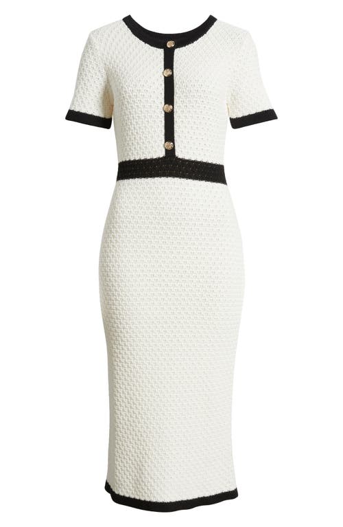 Shop Zoe And Claire Short Sleeve Sweater Dress In Off White