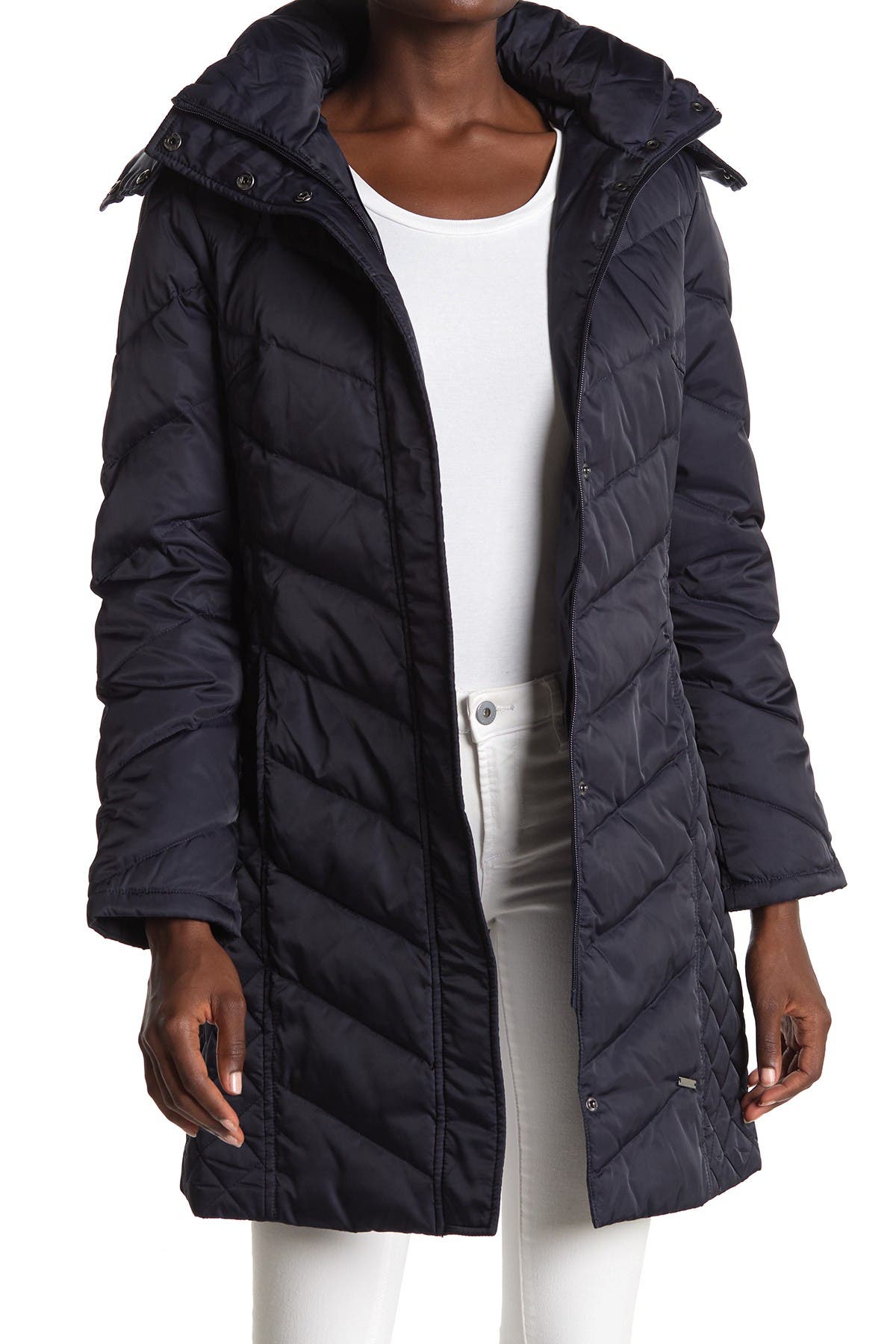 Kenneth cole new york faux fur trimmed removable hood online quilted down puffer jacket