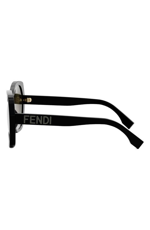 Shop Fendi ' Lettering 57mm Gradient Butterfly Sunglasses In Shiny Black/gradient Brown