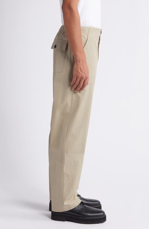 Frame Traveler Contrast-button Wide-leg Mid-rise Cotton Trousers In Dark Beige