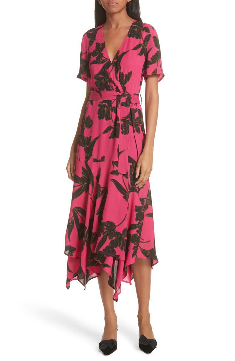 A.L.C. Cora Print Silk Midi Wrap Dress | Nordstrom