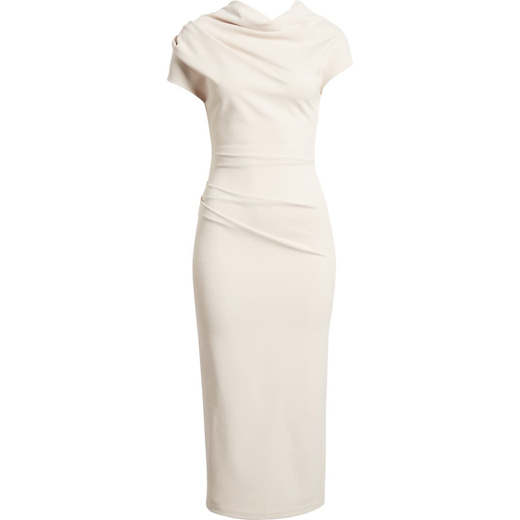 Nikki Lund Kathleen Midi Sheath Dress In Beige