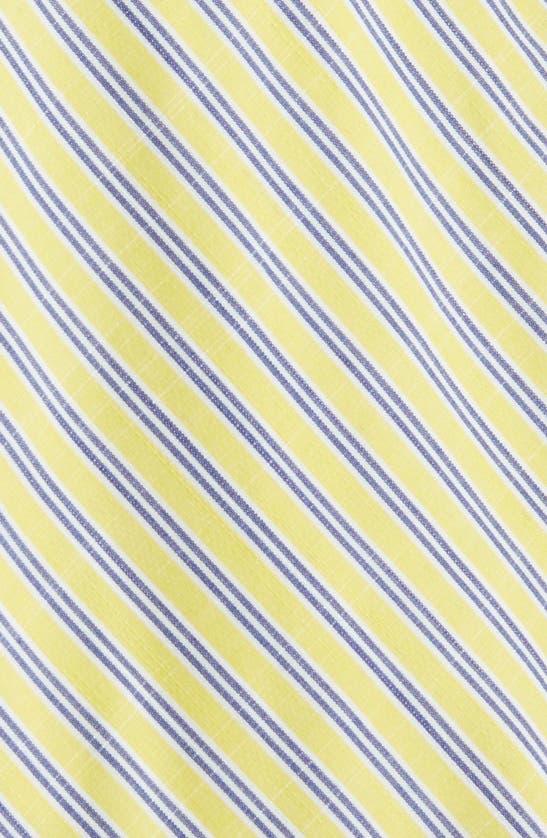 Shop Tahari Asl Directional Stripe Puff Sleeve Shirtdress In Lemonade Blue