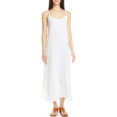 Petite Eileen Fisher Sleeveless Organic Cotton Maxi Dress, White