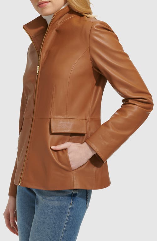 Cole Haan Wing Collar Leather Jacket In Hazelnut