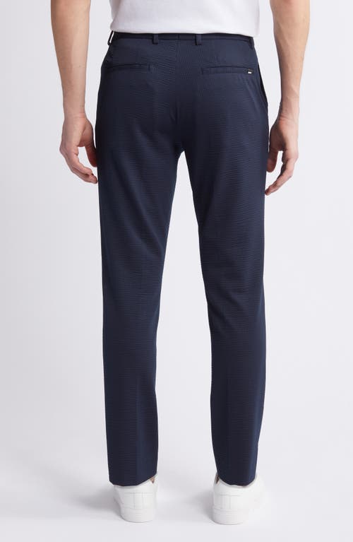 Shop Hugo Boss Boss Genius Flat Front Stretch Seersucker Pants In Dark Blue