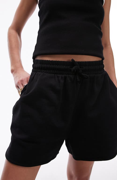 Shop Topshop Drawstring Cotton Shorts In Black