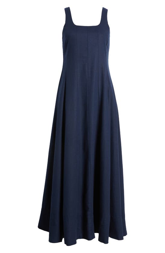 Shop Halogen Linen Blend Maxi Dress In Classic Navy Blue