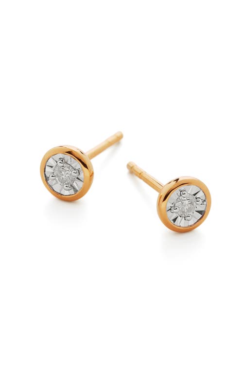 Monica Vinader Diamond Solitaire Stud Earrings in 18K Gold Vermeil 