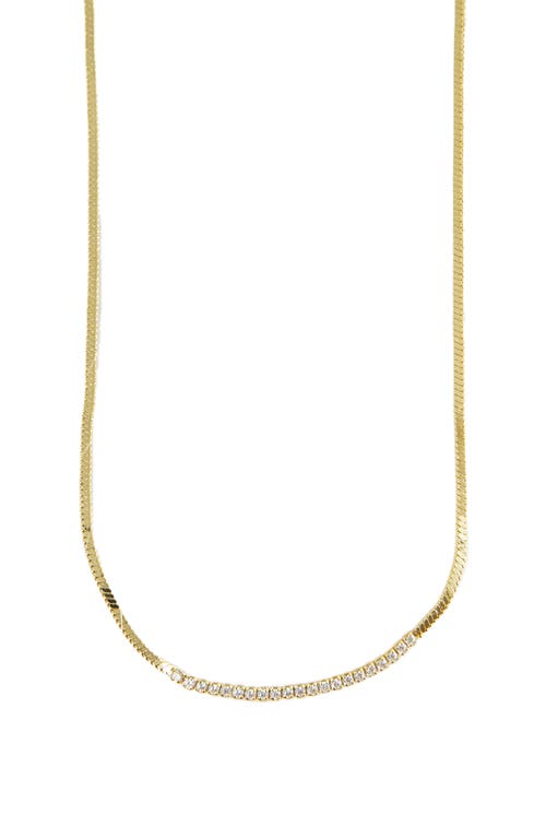 Argento Vivo Sterling Silver Cubic Zirconia Herringbone Chain Necklace in Gold at Nordstrom