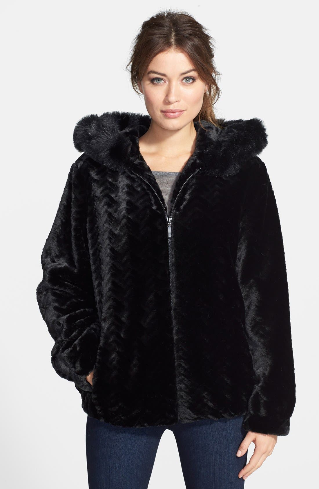 Gallery Hooded Blouson Faux Fur Jacket Regular Petite Online Only   1534b150 9a12 4490 82fe F9936bd8cbb3 