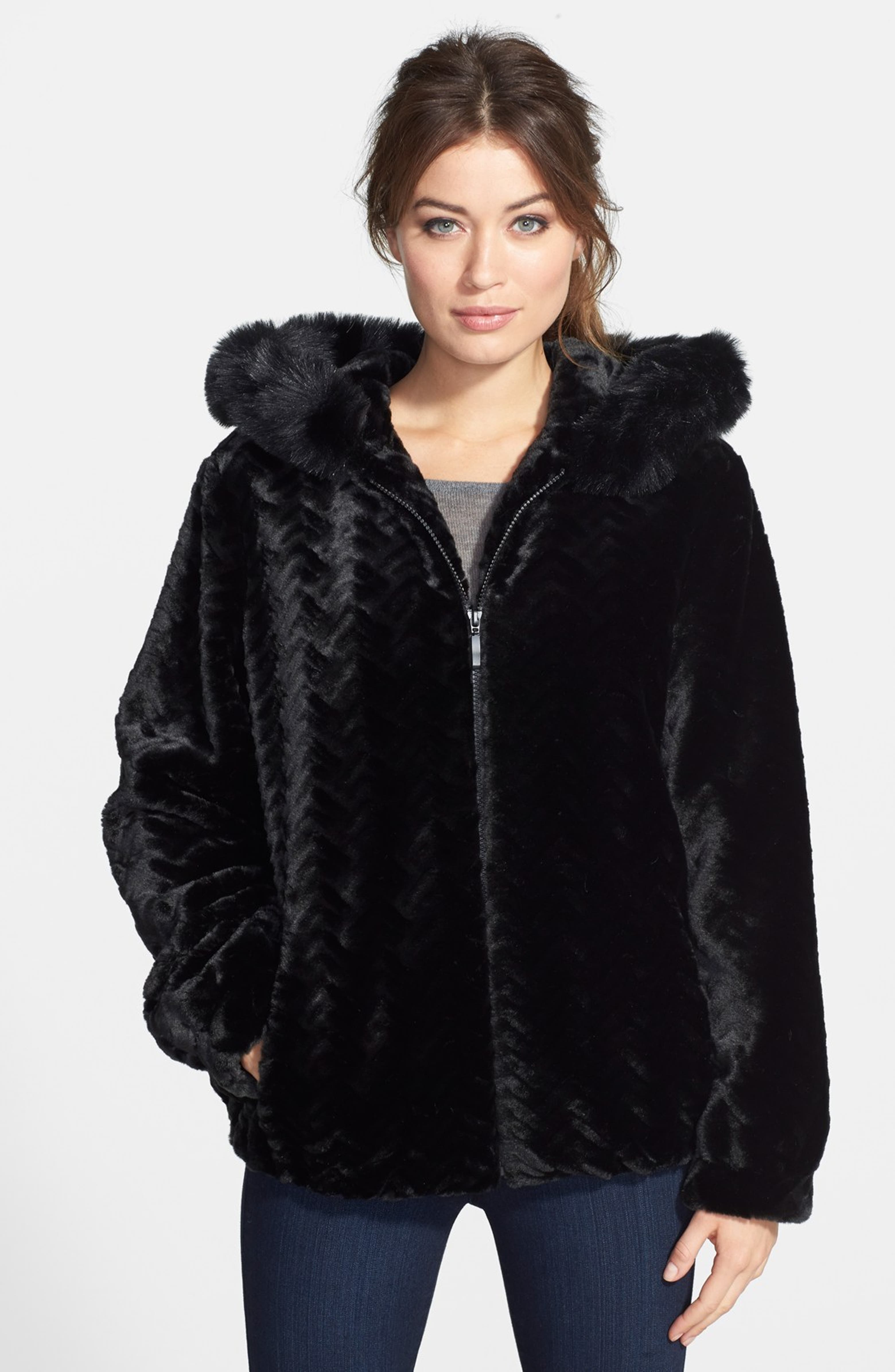 Gallery Hooded Blouson Faux Fur Jacket (Regular & Petite) (Online Only ...