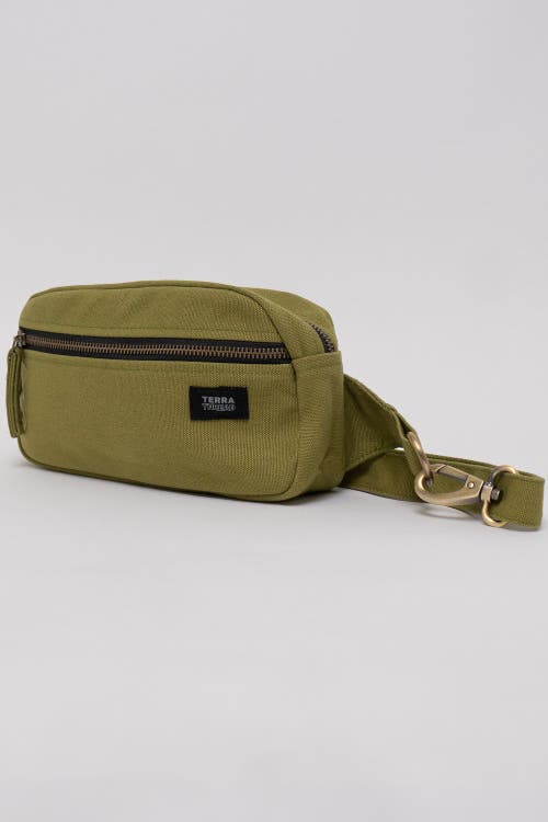Terra Thread Organic Cotton Sling Belt Bag In Olive Green