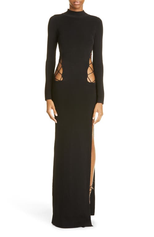 DUNDAS Julie Long Sleeve Cutout Knit Dress in Black