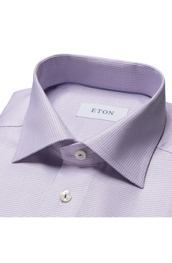 Shop Eton Slim Fit Textured Organic Cotton Dress Shirt In Medium Pink