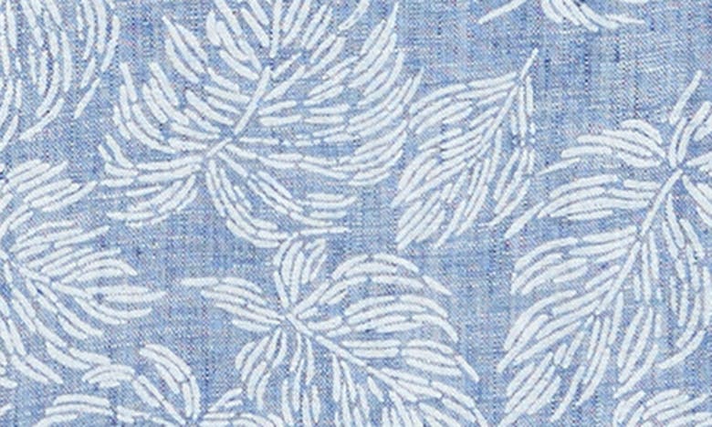 Rodd & Gunn Yelverton Sport Fit Frond Print Short Sleeve Linen Button-up Shirt In Stonewash