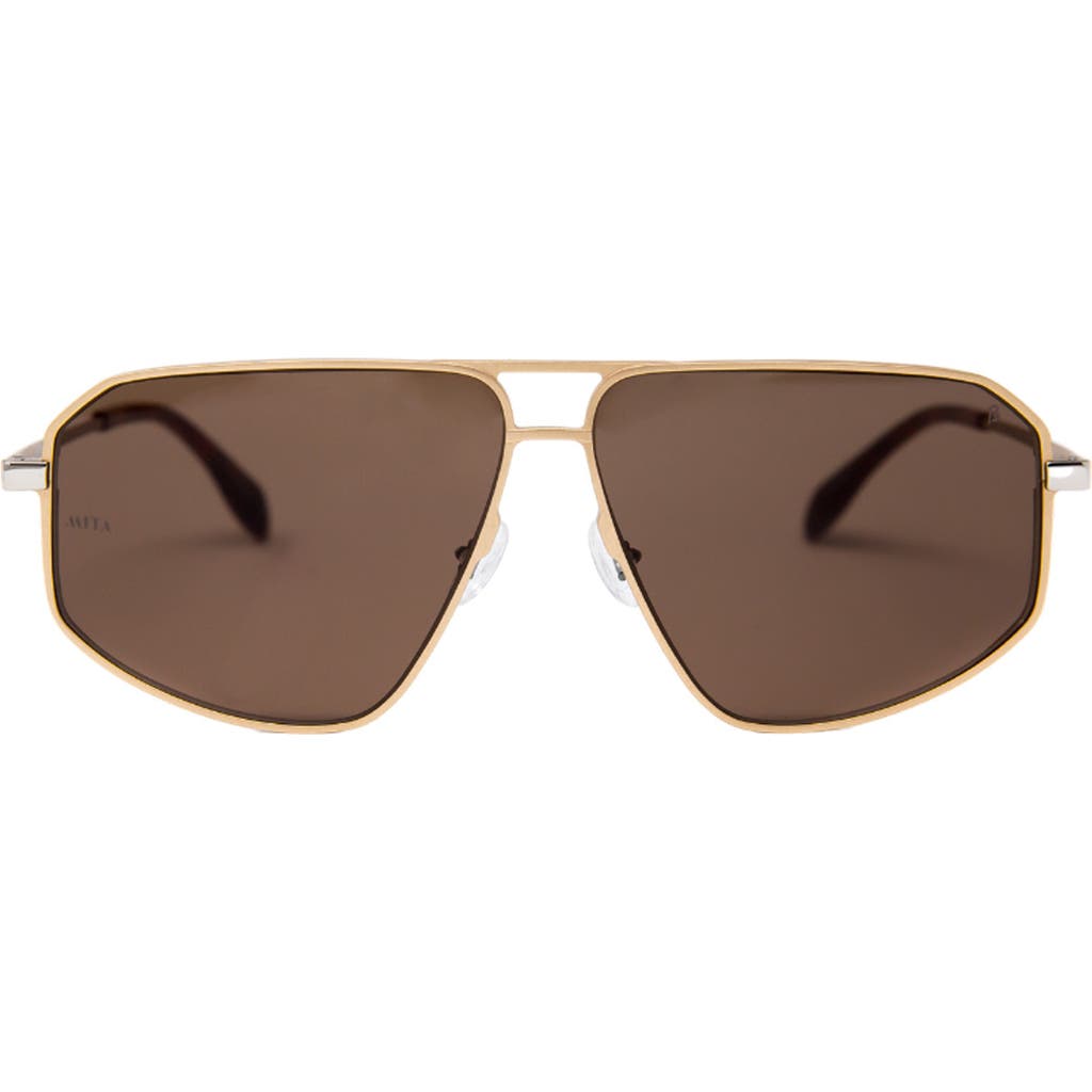 Mita Sustainable Eyewear Milano 57mm Aviator Sunglasses In Gold