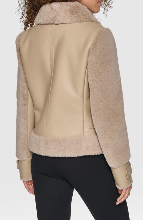 Shop Karl Lagerfeld Paris Faux Fur & Faux Leather Jacket In Camel