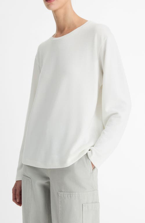 Vince Relaxed Long Sleeve Crewneck Top In Off White