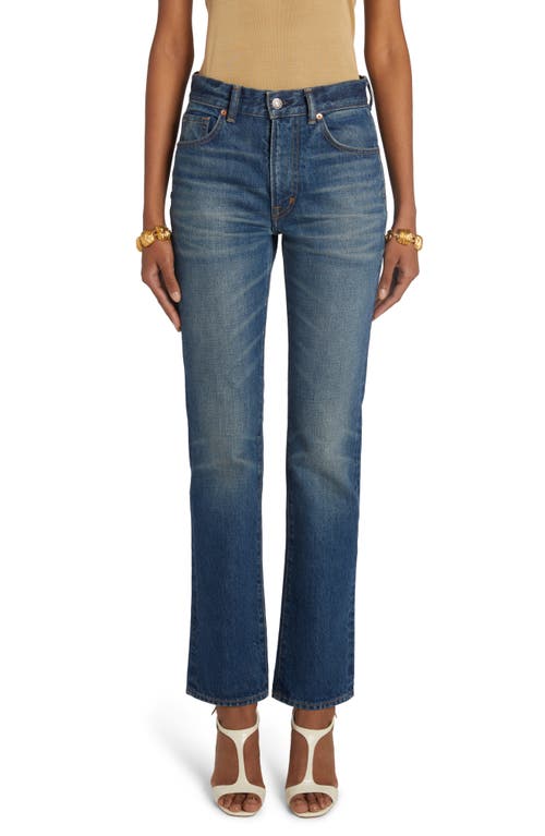 TOM FORD Stonewashed Straight Leg Jeans Mid Blue at Nordstrom,