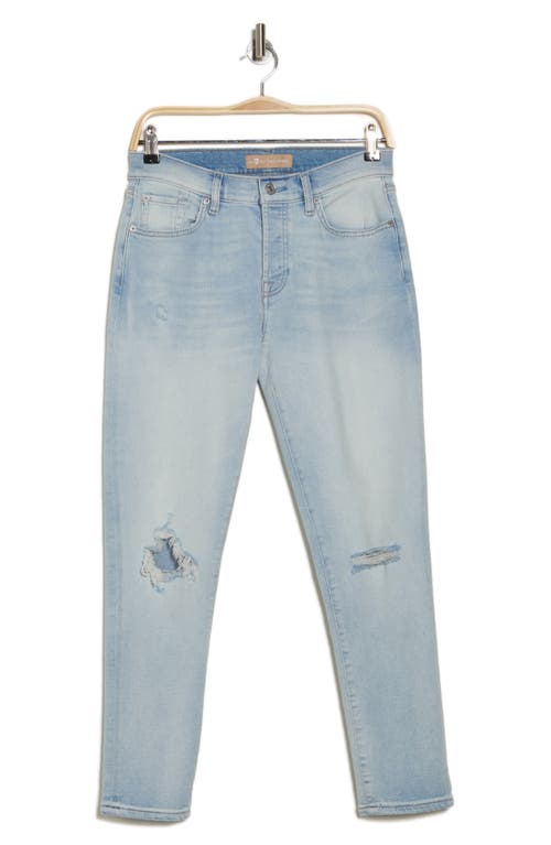 7 For All Mankind Josefina Ripped Straight Leg Crop Jeans In Lv Sandlwd
