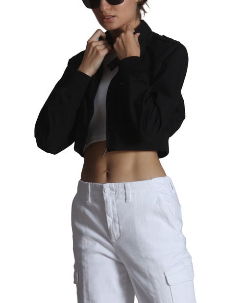 Members Only Mini Cropped Racer Jacket In Black