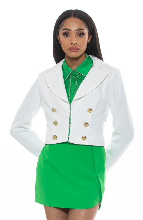 Alexia Admor Jesse Cropped Blazer In Ivory