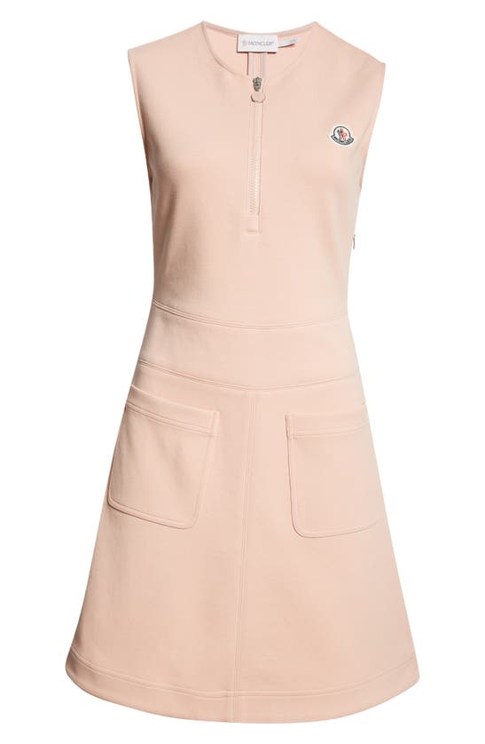 Shop Moncler Sleeveless Cotton Blend Interlock Dress In Mahogany Rose