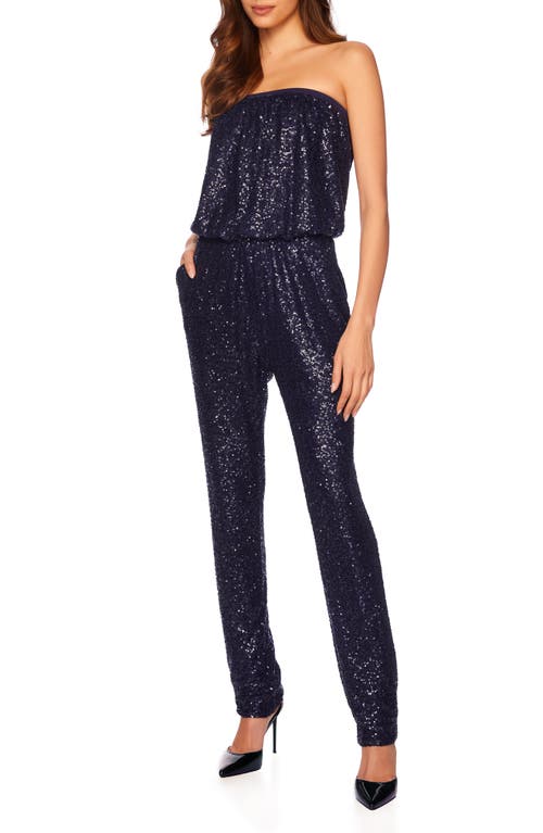 Sequin Strapless Jumpsuit in Thunder
