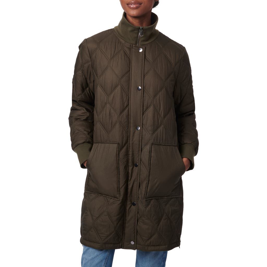 Shop Bernardo Rib Trim Quilted Liner Jacket In Olive