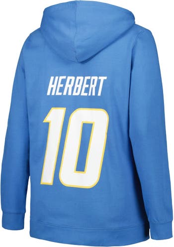 Profile Women's Justin Herbert White/Powder Blue Los Angeles Chargers Plus Size Name & Number Pullover Hoodie at Nordstrom, Size 4X
