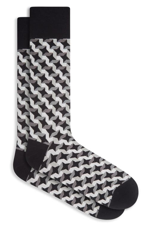 Bugatchi Optical Illusion Cotton Blend Dress Socks In Black