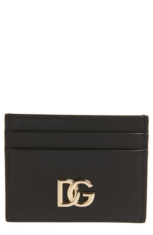 Dolce & Gabbana DG Logo Leather Card Case in 80999 Black at Nordstrom