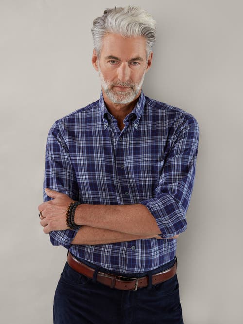 Shop Robert Talbott Hardy Plaid Shirt In Dark Navy