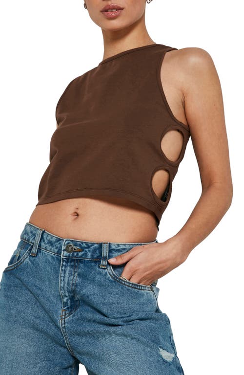 Noisy may Ginny Side Cutout Sleeveless Crop Top in Chestnut