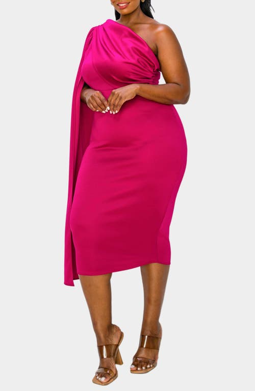 Shop L I V D Spade One-shoulder Cape Dress In Magenta