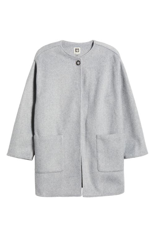 Shop Anne Klein Snap Felt Coat In Light Heather Grey