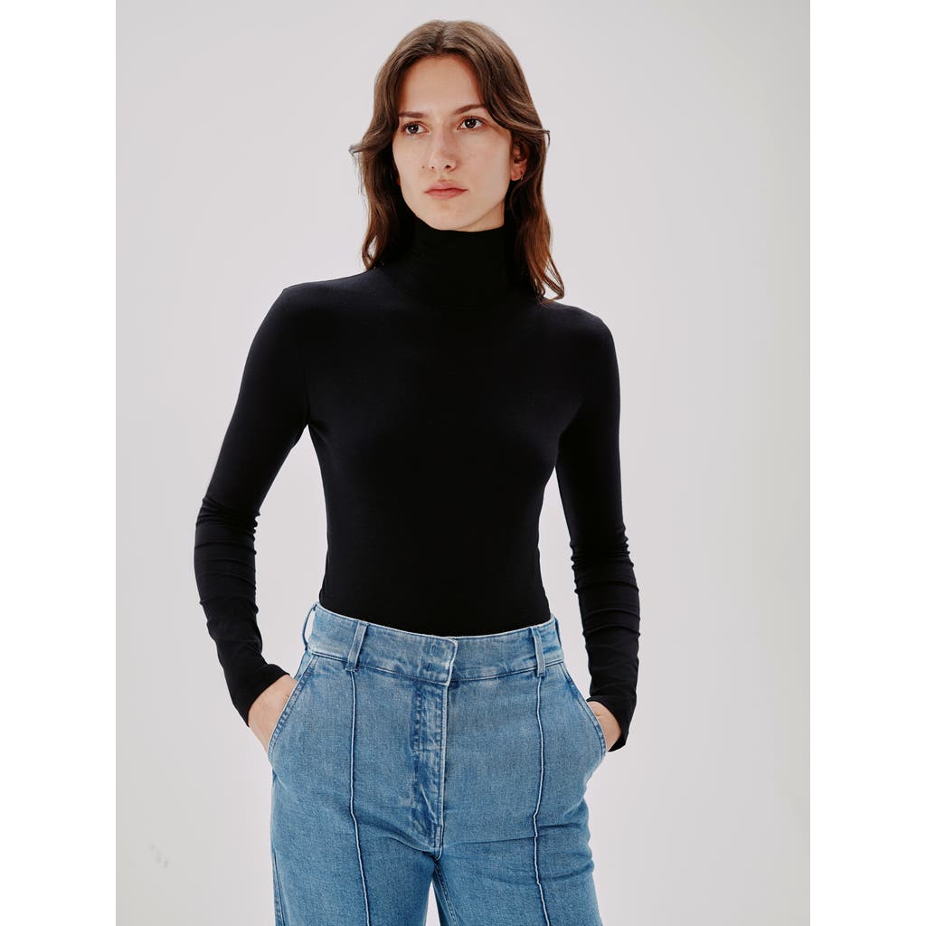 Another Tomorrow Turtleneck Bodysuit In Black