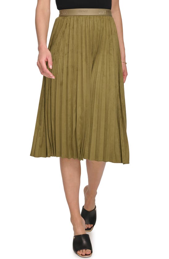 DKNY FAUX SUEDE PLEATED SKIRT