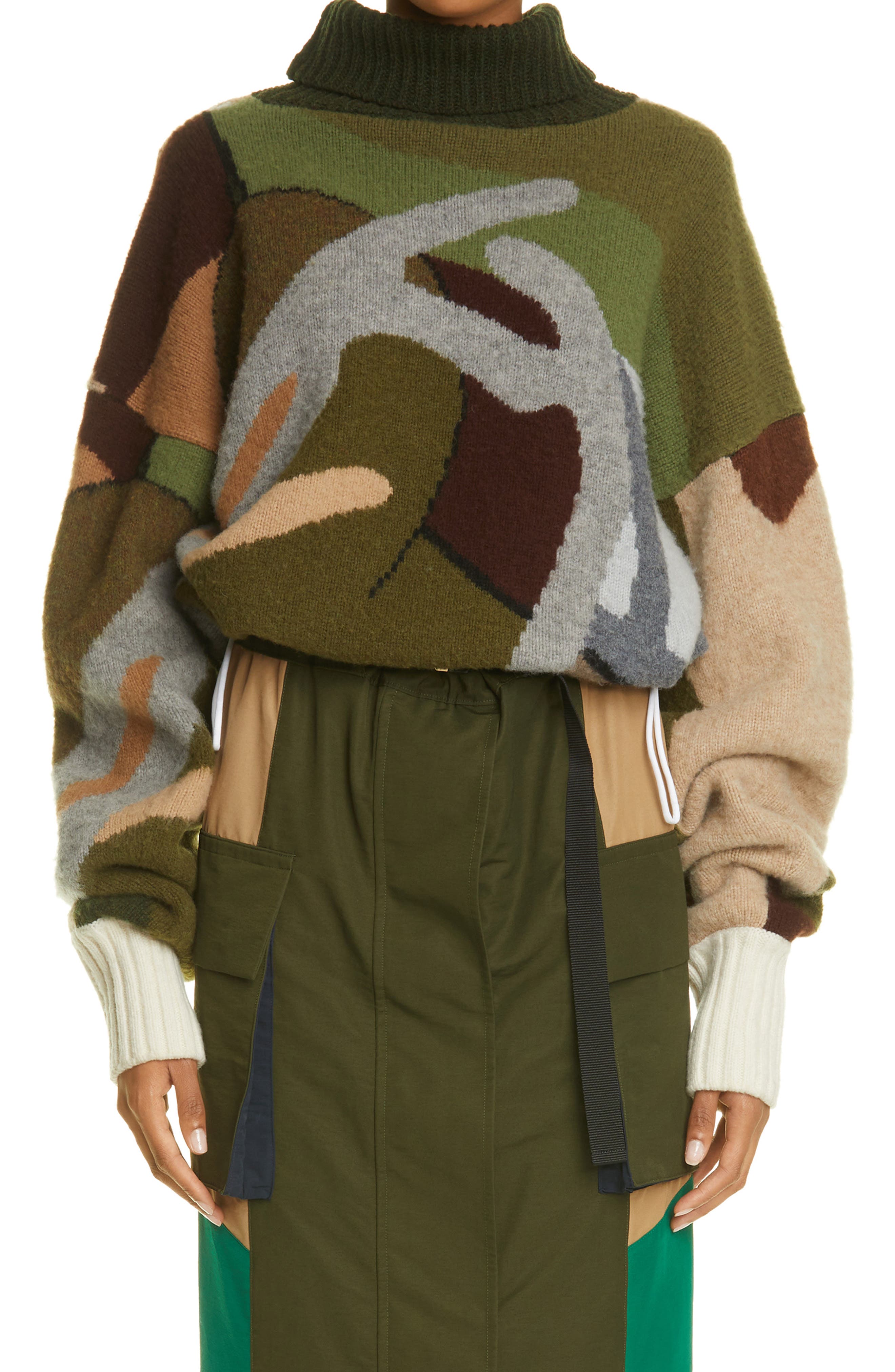 Women's Sacai X Kaws Jacquard Knit Turtleneck Sweater | Smart Closet