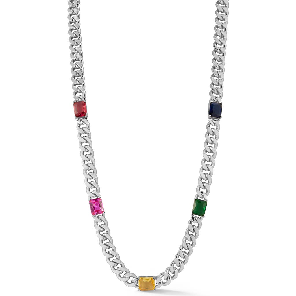 Sphera Milano Cubic Zirconia Station Chain Necklace In Silver