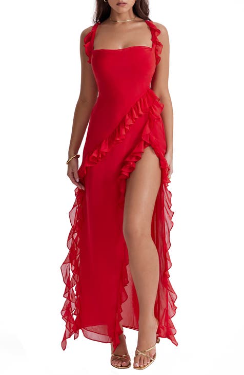 Women's Lingerie High Split Dresses Night Underdress Cami Dress