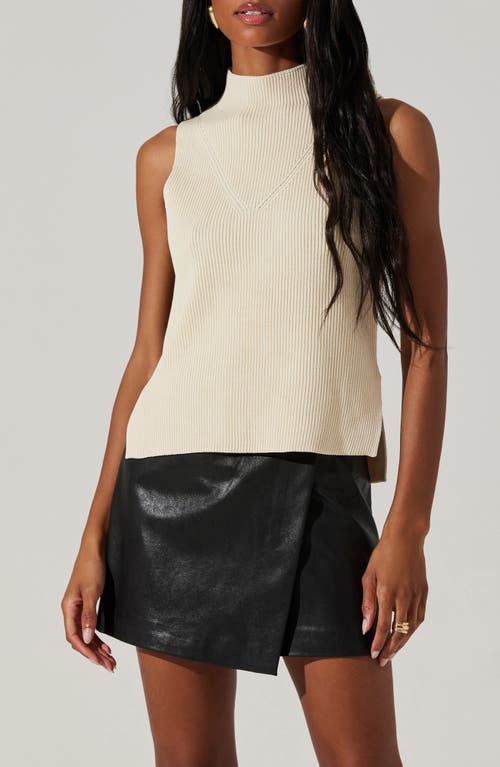 Shop Astr The Label Zea Sleeveless Funnel Neck Rib Sweater In Oatmeal