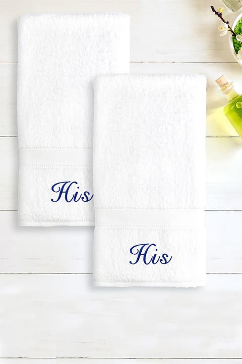 Linum Home Textiles White Colton 2 Piece Embellished Hand Towel Set