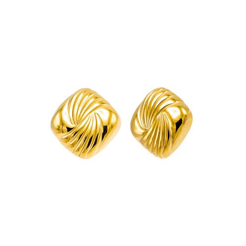 Shop Adina Eden By  Puffy Lined Square Stud Earring In Gold