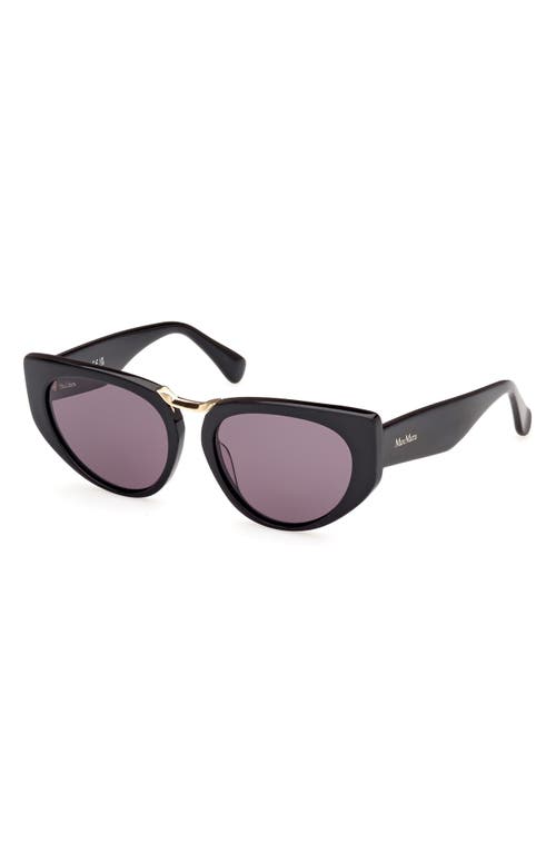 Shop Max Mara Bridge1 54mm Cat Eye Sunglasses In Shiny Black/smoke