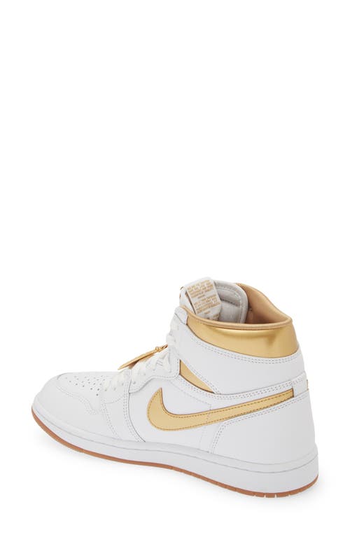 Jordan Air  1 Retro High Og Sneaker In White/gold Gum Light Brown