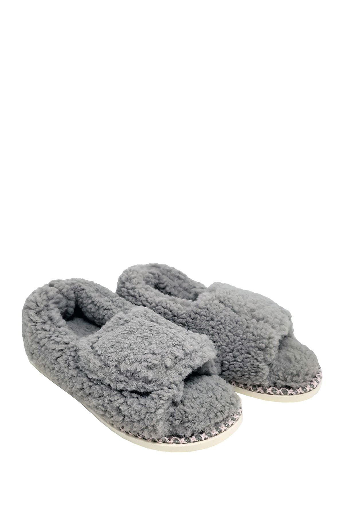 faux fur open toe slippers